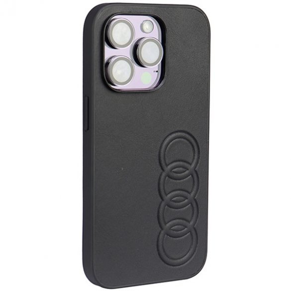 Husă rigidă Audi din piele sintetică iPhone 14 Pro 6.1, neagră/czarny AU-TPUPCIP14P-TT/D1-BK"