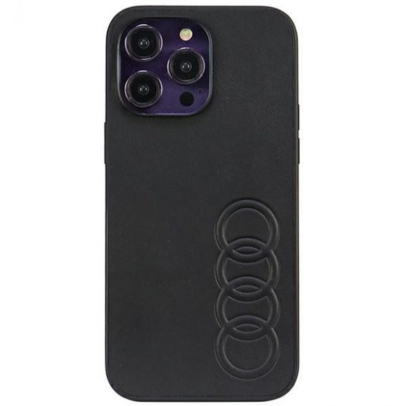 Husă tare din piele sintetică Audi iPhone 14 Pro Max 6.7, neagră/czarny AU-TPUPCIP14PM-TT/D1-BK"