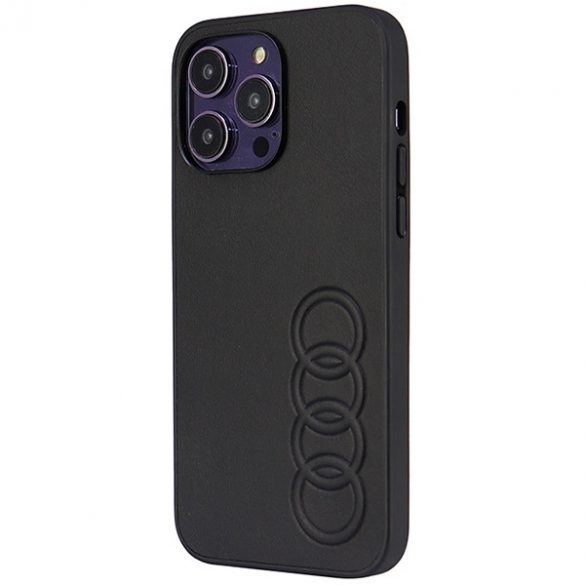 Husă tare din piele sintetică Audi iPhone 14 Pro Max 6.7, neagră/czarny AU-TPUPCIP14PM-TT/D1-BK"