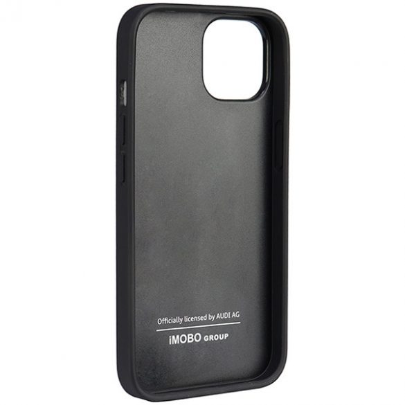 Audi Genuine piele iPhone 14 / 15 / 13 6.1 "negru / negru hard Husă AU-TPUPCIP14-Q8/D1-BK