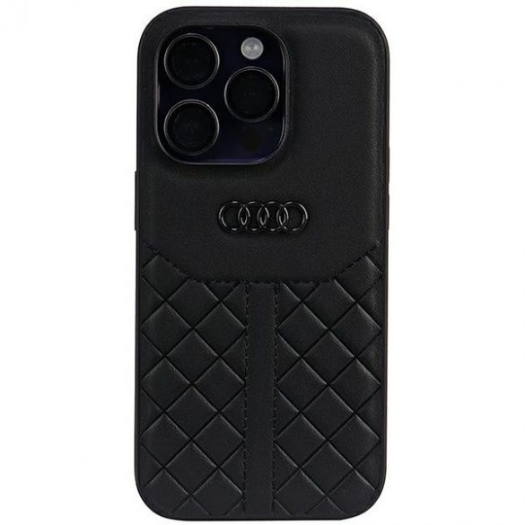 Audi Genuine piele iPhone 14 Pro 6.1 negru / negru hard Husă AU-TPUPCIP14P-Q8/D1-BK"