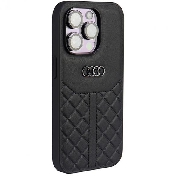 Audi Genuine piele iPhone 14 Pro 6.1 negru / negru hard Husă AU-TPUPCIP14P-Q8/D1-BK"