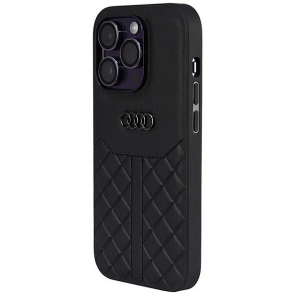 Audi Genuine piele iPhone 14 Pro 6.1 negru / negru hard Husă AU-TPUPCIP14P-Q8/D1-BK"