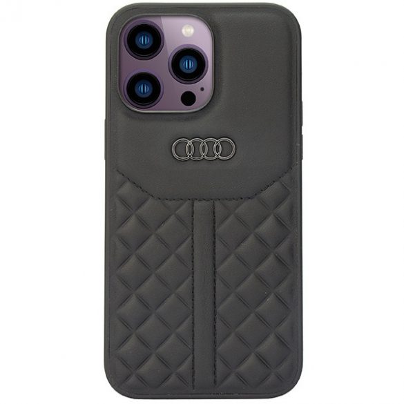 Audi Genuine piele iPhone 14 Pro Max 6.7 negru / negru hard Husă AU-TPUPCIP14PM-Q8/D1-BK"