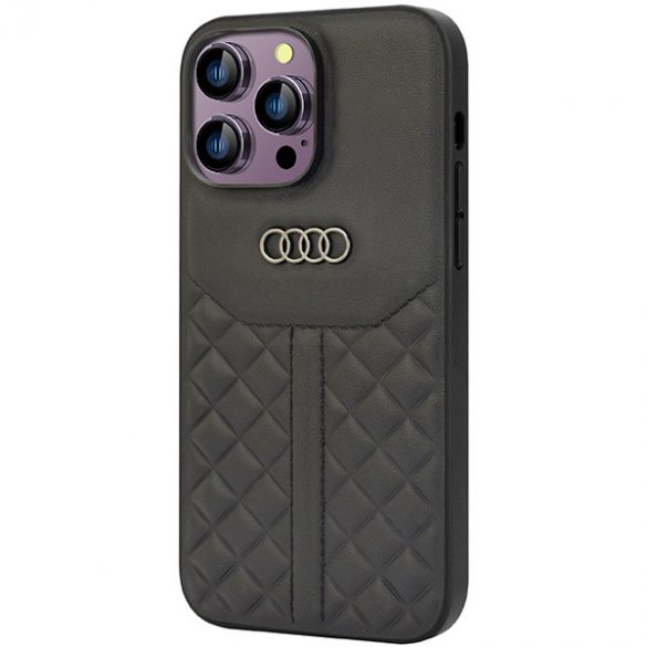 Audi Genuine piele iPhone 14 Pro Max 6.7 negru / negru hard Husă AU-TPUPCIP14PM-Q8/D1-BK"