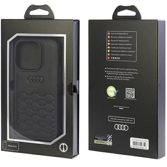 Audi GT piele sintetică iPhone 15 Pro 6.1negru / negru hard Husă AU-TPUPCIP15P-GT/D2-BK"