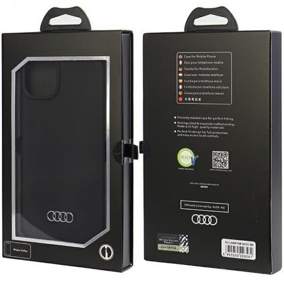 Husă din silicon Audi iPhone 15 Plus / 14 Plus 6,7" husă rigidă neagră/czarny AU-LSRIP15M-Q3/D1-BK