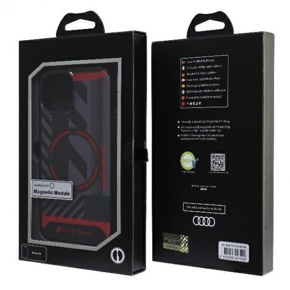 Husă Audi IML Sport MagSafe iPhone 15 / 14 / 13 6.1" carcasă rigidă neagră AU-IMLMIP15-RSQ/D2-BK