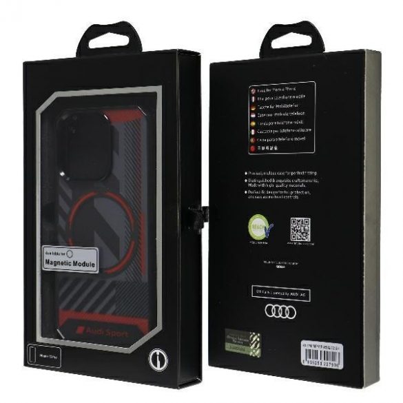 Husă Audi IML Sport MagSafe pentru iPhone 15 Pro 6,1" husă rigidă neagră/czarny AU-IMLMIP15P-RSQ/D2-BK