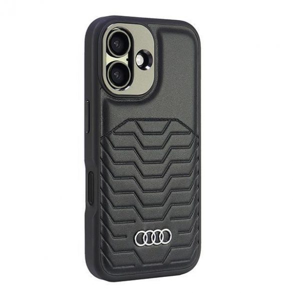 Audi AU-TPUPCMIP16-GT/D3-BK Husă din piele sintetică MagSafe pentru iPhone 16 - negru