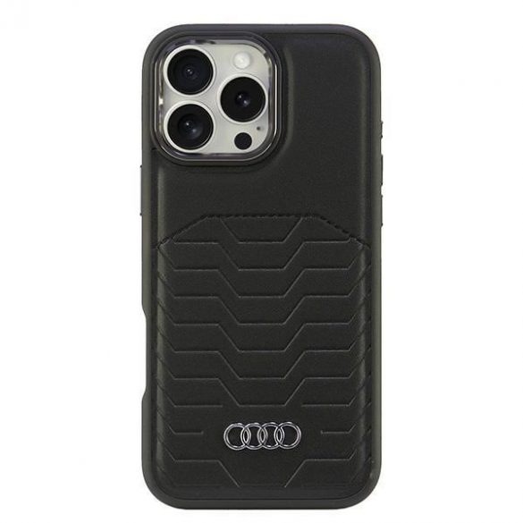 Audi AU-TPUPCMIP16PM-GT/D3-BK Husă din piele sintetică MagSafe pentru iPhone 16 Pro Max - negru