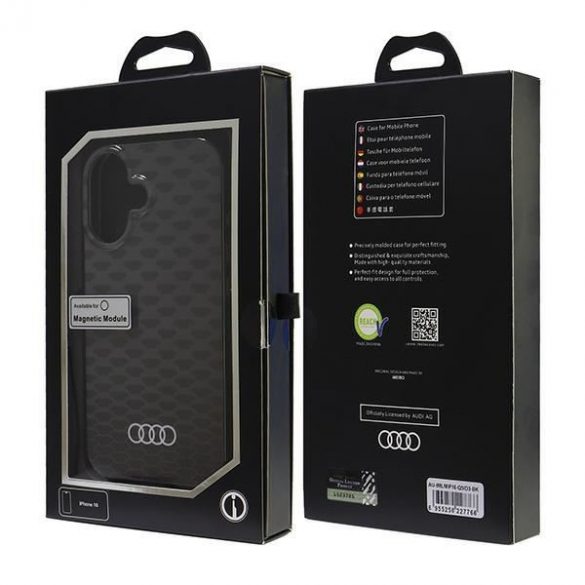 Audi AU-IMLMIP16-Q5/D3-BK IML Stitching Pattern MagSafe carcasă tare pentru iPhone 16 - negru