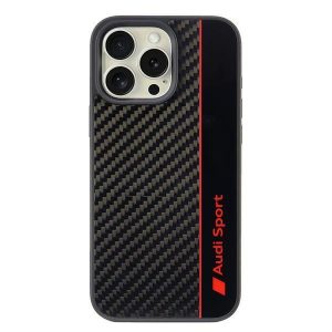 Audi AUS-TPUPCIP16PM-R8/D1-BK Fibra de carbon Stripe carcase pentru iPhone 16 Pro Max - negru