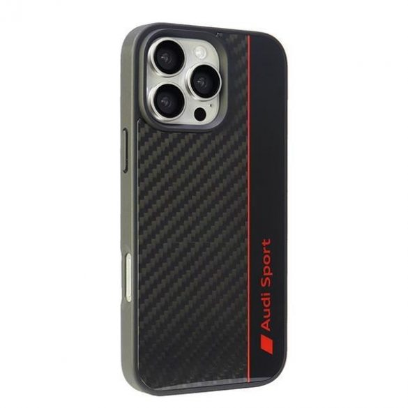 Audi AUS-TPUPCIP16PM-R8/D1-BK Fibra de carbon Stripe carcase pentru iPhone 16 Pro Max - negru