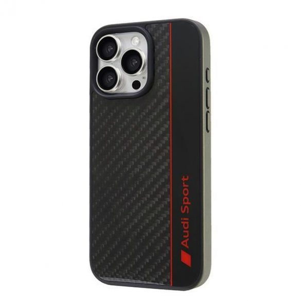 Audi AUS-TPUPCIP16PM-R8/D1-BK Fibra de carbon Stripe carcase pentru iPhone 16 Pro Max - negru