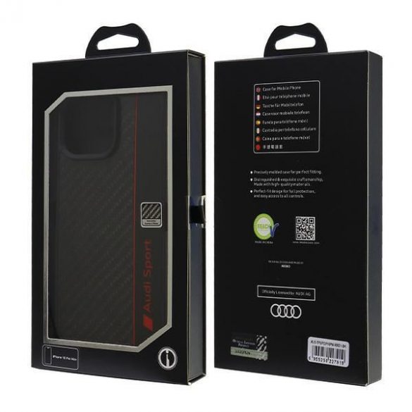 Audi AUS-TPUPCIP16PM-R8/D1-BK Fibra de carbon Stripe carcase pentru iPhone 16 Pro Max - negru