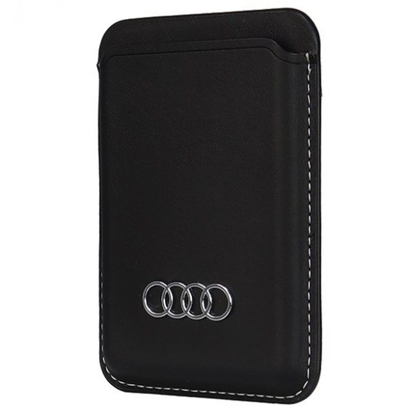 Portofel din piele sintetică Audi Slot pentru carduri czarny/negru MagSafe AU-MSCH-Q3/D1-BK