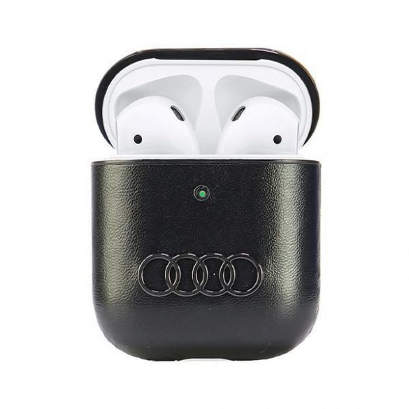 Audi AU-AP-GT/D3-BK Husă din piele cu logo AirPods - negru