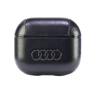 Audi AU-AP3-GT/D3-BK Husă din piele cu logo mare AirPods 3 - negru