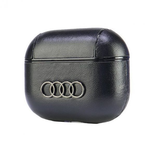 Audi AU-AP3-GT/D3-BK Husă din piele cu logo mare AirPods 3 - negru