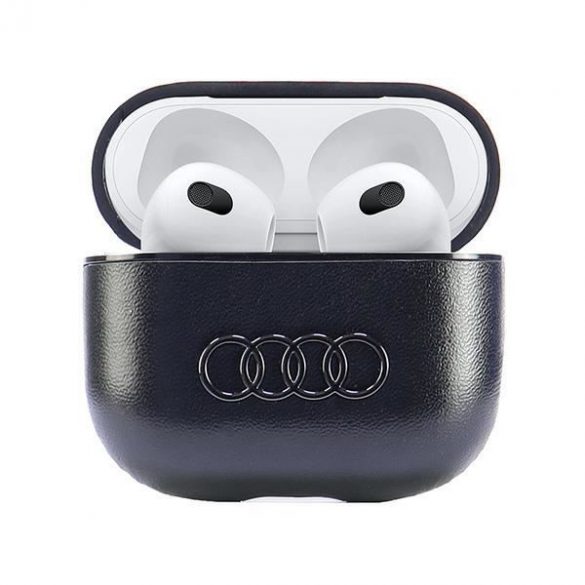 Audi AU-AP3-GT/D3-BK Husă din piele cu logo mare AirPods 3 - negru