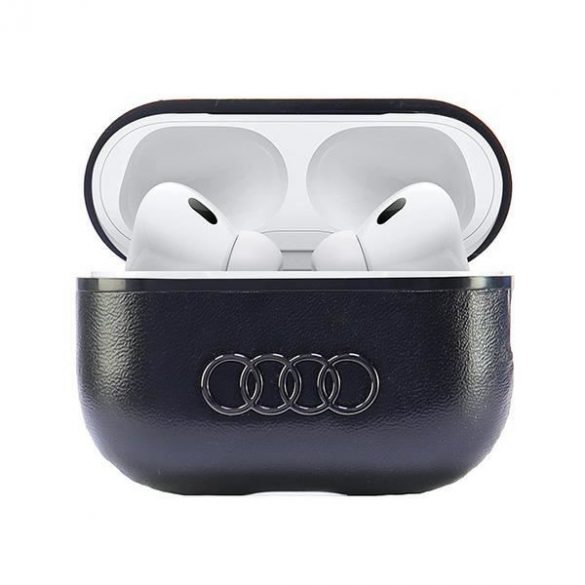 Audi AU-APP2-GT/D3-BK Husă din piele cu logo mare AirPods Pro 2 - negru