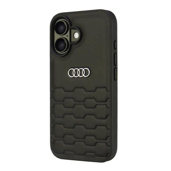 Audi AU-TPUPCIP16-GT/D2-BK Husă din piele sintetică pentru iPhone 16 - negru