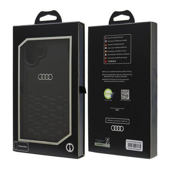 Audi AU-TPUPCIP16M-GT/D2-BK Husă din piele sintetică pentru iPhone 16 Plus - negru