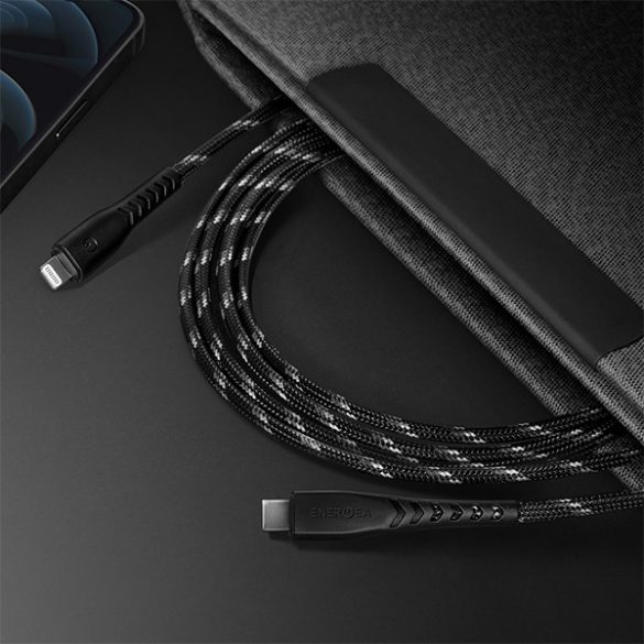 Cablu ENERGEA Nyloflex USB-C - Lightning C94 MFI 1,5 m czarny/negru