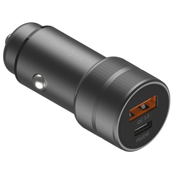 ENERGEA încărcător 1xUSB+1xUSB-C PD-QC 3.0 38W gri/gunmetal Alu Drive PD20+