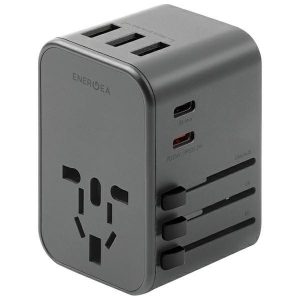 ENERGEA ład. siec. 3xUSB+2xUSB-C PD-PPS-QC 3.0 35.5W 3A2C Adaptor 4w1 US/UA/EU/UK szary/gunmetal Travelworld