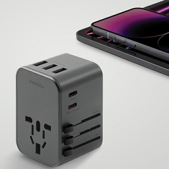 ENERGEA ład. siec. 3xUSB+2xUSB-C PD-PPS-QC 3.0 35.5W 3A2C Adaptor 4w1 US/UA/EU/UK szary/gunmetal Travelworld