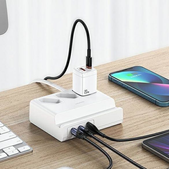 USAMS Listwa zasilająca 65W Super Si Încărcare rapidă Priză extensie USB EU biały/alb CC160TC01 (US-CC160)