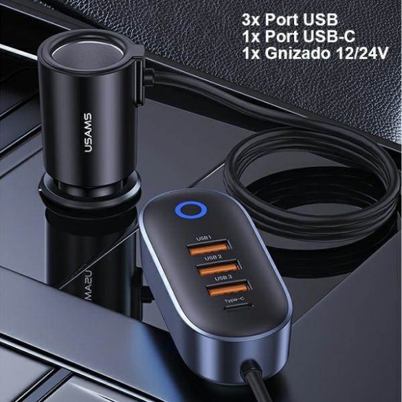 USAMS Ład. sam. 3xUSB 1xUSB-C 156W negru/negru CC161CC01 (US-CC161)