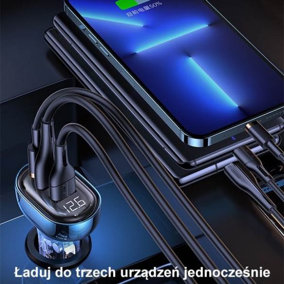 USAMS Ład. sam. 2xUSB+1xUSB-C 80W Fast Charge + cablu USB-C - USB-C BXLACCTC01