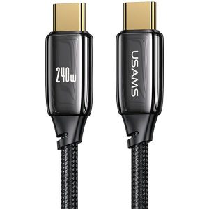 USAMS Kabel pleciony U82 USB-C și USB-C 2m 240W PD 3.1 Încărcare rapidă czarny/negru SJ581USB01 (US-SJ581)