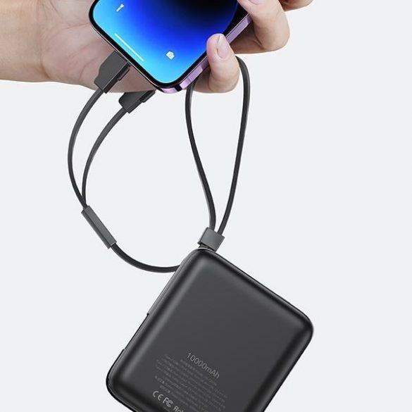 USAMS Powerbank PB69 10000mAh 22.5W QC3.0+PD încărcare rapidă afișaj digital negru / negru 10KCD18601 (US-CD186)