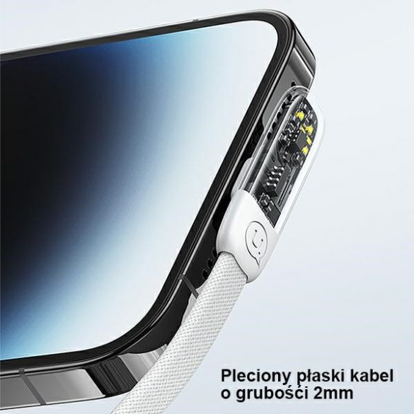 USAMS USB la USB-C cablu unghiular PD 6A 66W încărcare rapidă Iceflake Series 1.2m alb/alb SJ585USB02 (US-SJ585)