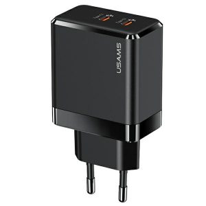 USAMS Ład. siec. 2xUSB-C T54 GaN 40W (numai cap) PD Încărcare rapidă czarny/negru CC172TC01 (US-CC172)