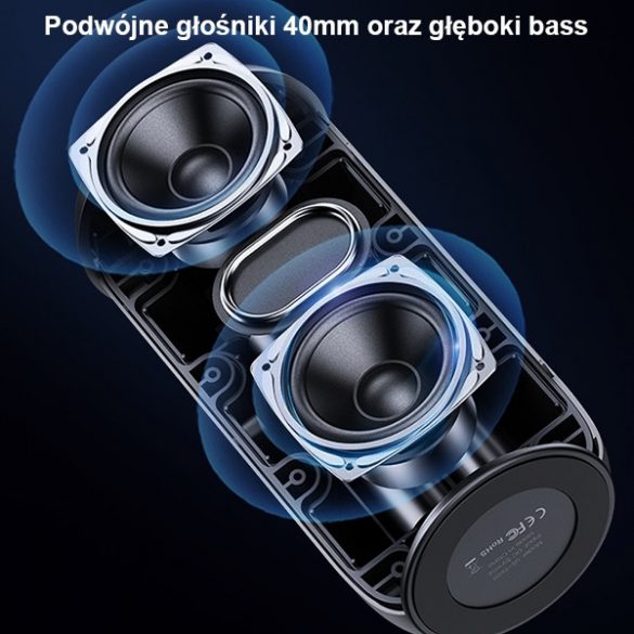 USAMS Głośnik Seria YC Difuzor wireless Bluetooth 5.0 10W rezistent la apă cu șnur czarny/negru YC011YX01(US-YC011)