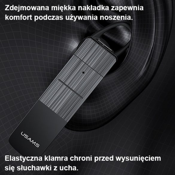 USAMS Słuchawka Bluetooth 5.0 BT2 czarny/negru BHUBT201 (USAMS-BT2)