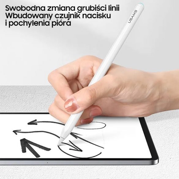 USAMS Rysik magnetyczny Active Touch Sensitive Pen rysik biały/alb ZB254DRB01 (US-ZB254)