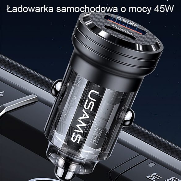 USAMS Ład. sam. C35 USB+USB-C 45W Încărcare rapidă czarny/negru CC175CC01 (US-CC175)