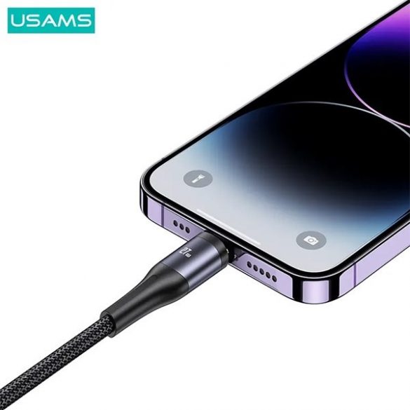 USAMS Kabel pleciony U83 3w1 100W 1,2m Afișaj digital PD Încărcare rapidă (fulger/microUSB/USB-C) SJ600USB01 (US-SJ600)