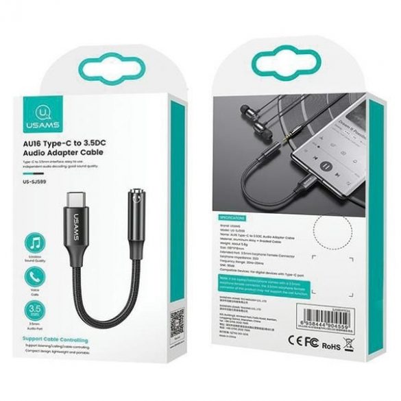 USAMS AU16 Adaptor USB-C - jack 3.5m alb/alb SJ599YPTC01 (US-SJ599)