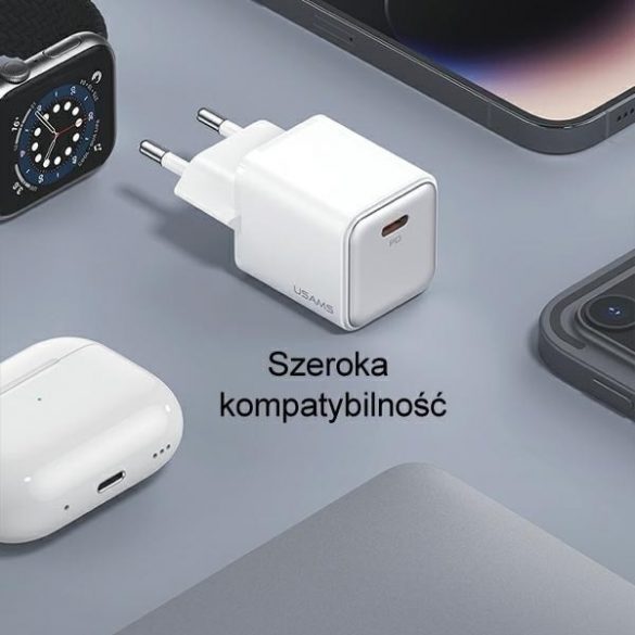 USAMS Ład. siec. 1xUSB-C PD30W 3A (numai cap) PD3.0 Încărcare rapidă biały/alb Seria X-ron CC186TC02 (US-CC186)