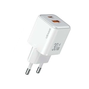 USAMS Ład. siec. 1xUSB+1xUSB-C PD30W 3A (numai cap) PD3.0 Încărcare rapidă biały/alb Seria X-ron CC189TC02 (US-CC189)