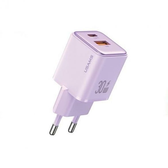 USAMS Ład. siec. 1xUSB+1xUSB-C PD30W 3A (numai cap) PD3.0 Încărcare rapidă violet/violet Seria X-ron CC189TC03 (US-CC189)