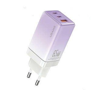 USAMS Ład. siec. 2xUSB-C+1xUSB 65W (numai cap) GaN PD3.0 +QC3.0 Încărcare rapidă violet /gradient violet Sandru Series CC180TC03 (US-CC180)