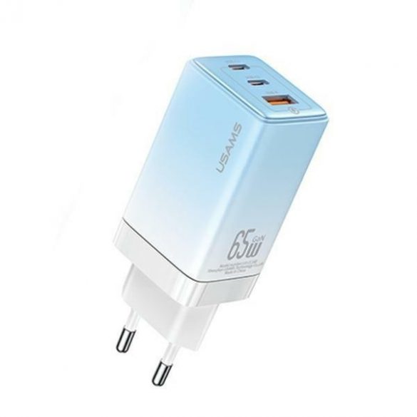 USAMS Ład. siec. 2xUSB-C+1xUSB 65W (numai cap) GaN PD3.0 +QC3.0 Încărcare rapidă niebieski/gradient albastru Sandru Seria CC180TC04 (US-CC180)